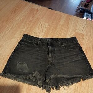 Wrangler Frayed Hem Black Jean Shorts